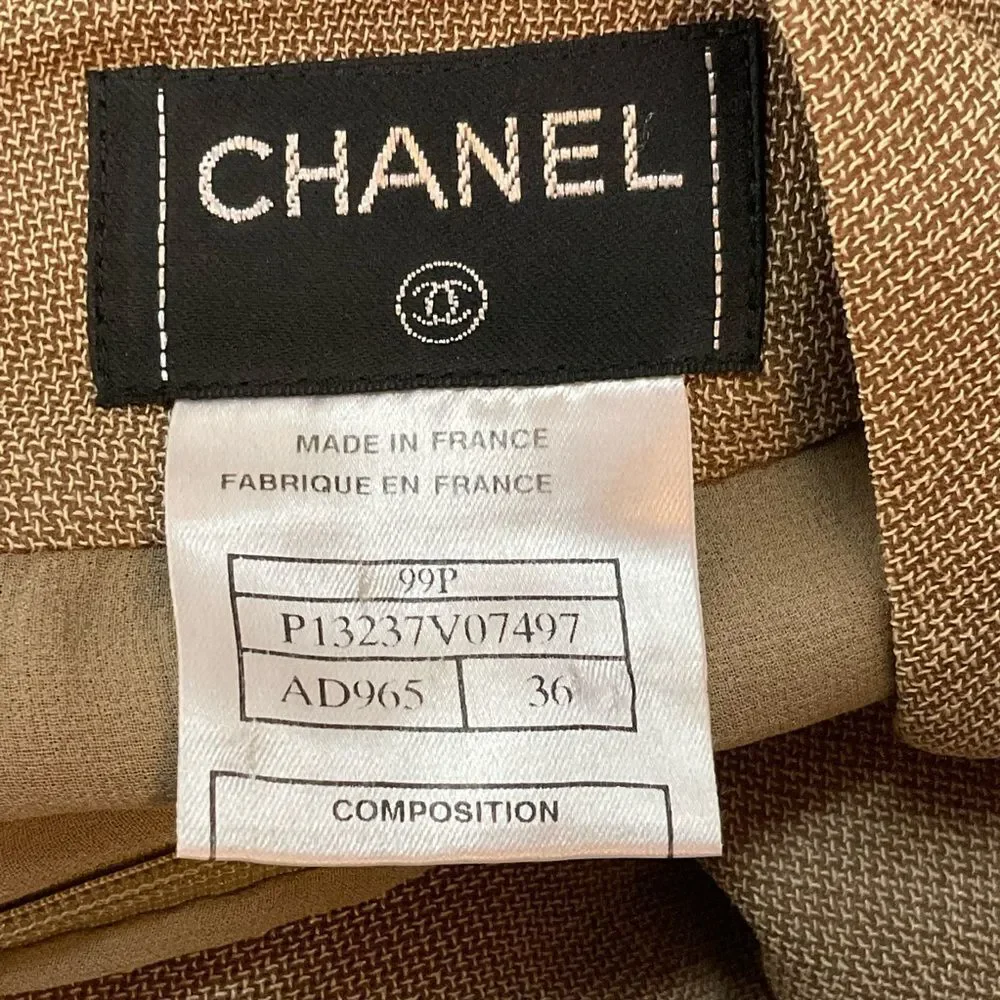 Chanel Vintage Tan Knit Silk Lined High-Waisted Pencil Skirt 4 EUR 36